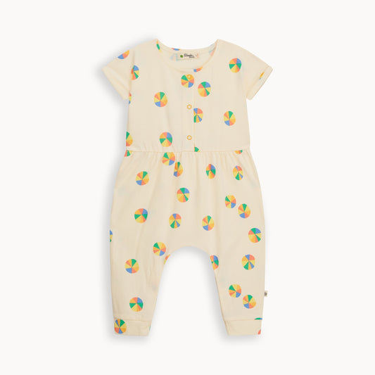 Organic Baby Jumpsuit, Sun Parasol Print, by bonniemob